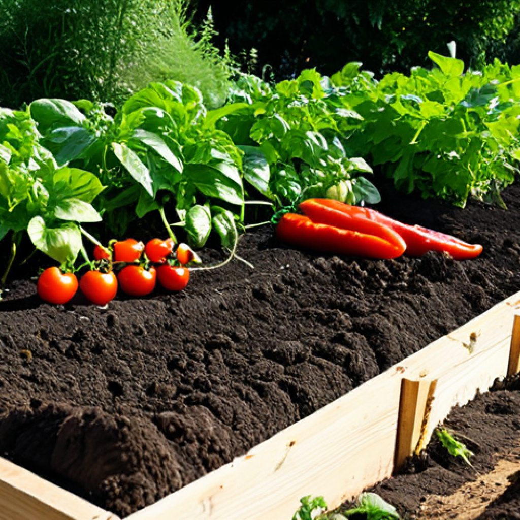 Healthy Soil & Abundant Harvest**

"A vibrant and healthy vegetable garden bursting with ripe produce, showcasing tomatoes, peppers, and leafy greens. Rich, dark soil is visible, teeming with earthworms. Sunlight streams through the plants. Focus on demonstrating the connection between healthy soil and a bountiful harvest. fully clothed, appropriate attire, safe for work, perfect anatomy, natural proportions, professional photography, high quality, family-friendly"

**