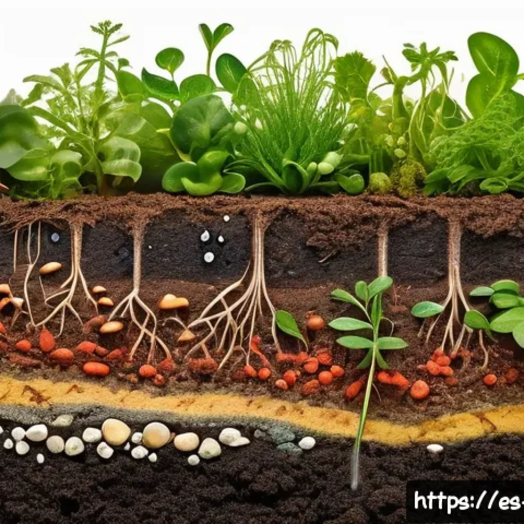 토양의 생물학적 활성화를 위한 실험적 접근 - A vibrant cross-section of fertile Spanish soil teeming with diverse microorganisms: colorful bacter...