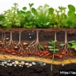 토양의 생물학적 활성화를 위한 실험적 접근 - A vibrant cross-section of fertile Spanish soil teeming with diverse microorganisms: colorful bacter...