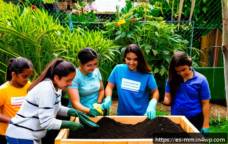 토양 건강 증진을 위한 지역 사회 참여 방법 - A vibrant community workshop scene in a sunny urban garden in Latin America, featuring diverse adult...